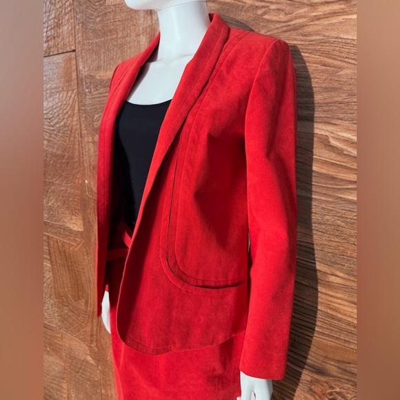 Mollie Parnis Dresses & Skirts - Mollie Parnis Red Ultra Suede Skirt Suit